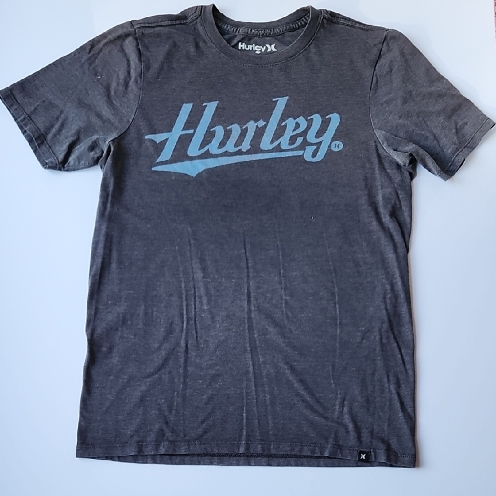 Hurley Charcoal Tee with Blue Logo